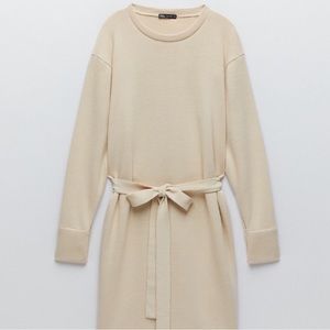 NWT Zara Soft Feel Belted Knit Sweater Dress